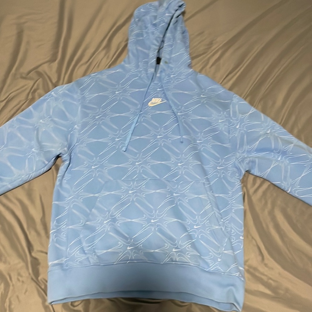 Nike Branded AOP Pack fleece hoodie in blue